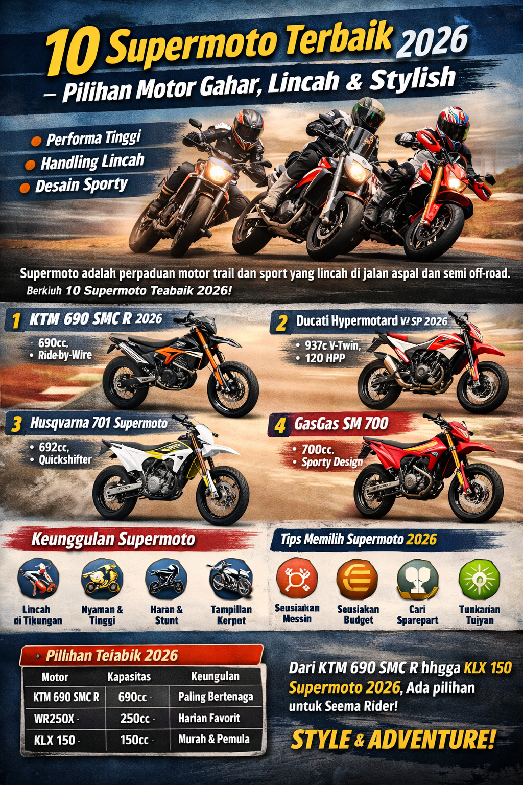 10 supermoto terbaik 2026 untuk rider